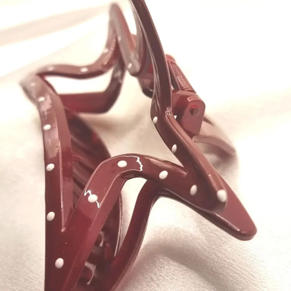 New RED & WHITE polka dot STAR hair claw clip